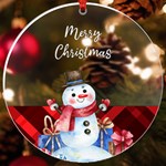 Personalized Name Checked Snowman UV Print Acrylic Ornament Round UV Print Acrylic Ornament Round Front