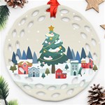 Personalized Merry Christmas Name Any Text Round Filigree Ornament Round Filigree Ornament (Two Sides) Front
