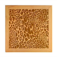 Leopard Skin Texture, Macro, Brown Wood Photo Frame Cube
