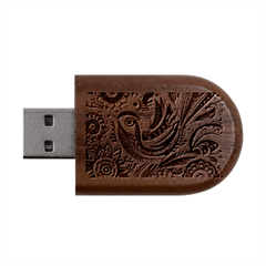 Madhubani Art A Wood Oval Usb Flash Drive