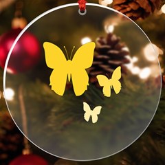 Yellow Butterfly Animals Fly Uv Print Acrylic Ornament Round