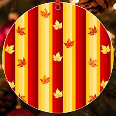 Autumn Fall Leaves Vertical Uv Print Acrylic Ornament Round