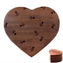 Bees Pattern Honey Bee Bug Honeycomb Honey Beehive Heart Wood Jewelry Box