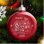 Personalized Christmas Any Text Name Led Glass Round Ornament LED Glass Round Ornament Front