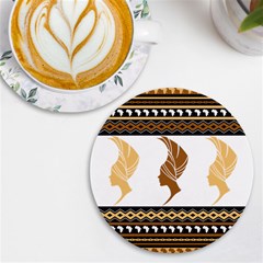 African Women Pattern Seamless Style Uv Print Round Tile Coaster