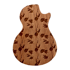 Poinsettia Pattern Seamless Pattern Christmas Xmas Guitar Shape Wood Guitar Pick Holder Case And Picks Set