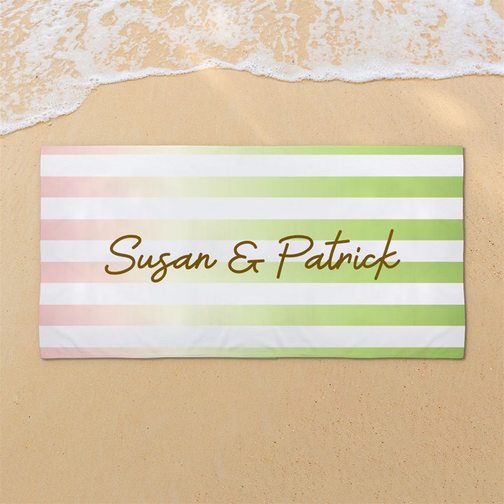 Custome Stripe Color Any Text Couple Name 54 X27  Super Absorbent Beach Towel	
