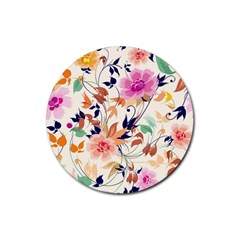 Abstract Floral Background Rubber Coaster (round)