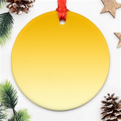 Amber Orange To Cream Yellow Linear Gradient Round Ornament (two Sides)