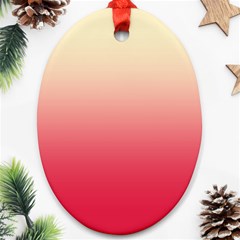 Cream Yellow To Crimson Red Linear Gradient Ornament (oval)
