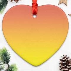 Coral Pink To Electric Yellow Linear Gradient Ornament (heart)