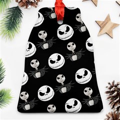 Jack Print, White, Before, Plain, Black, Simple, Christmas Bell Ornament (two Sides)