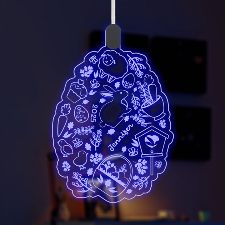 Custom Happy Easter Day Egg Name Any Text LED Acrylic Ornament