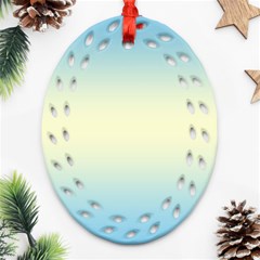 Baby Blue To Cream Yellow Bilinear Gradient Ornament (oval Filigree)