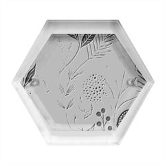 Leaves Pattern Flora Hexagon Wood Jewelry Box