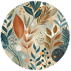 Leaves Pattern Flora Wooden Bottle Opener (round)