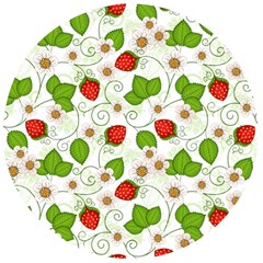 Strawberry Fruit Pattern Leaves Wooden Bottle Opener (round)