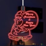 Christmas Santa Clause LED Acrylic Ornament Front
