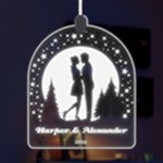 Personalized Name Moon Star Night Love LED Acrylic Ornament Front