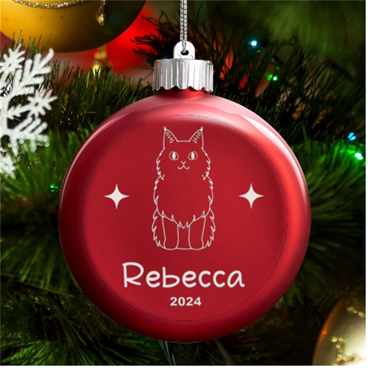 Personalized Pet Dog Cat Animal Name LED Glass Round Ornament