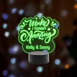 Personalized Name Make Today Amazing Remote LED Acrylic Message Display (Black Round Stand)  Front