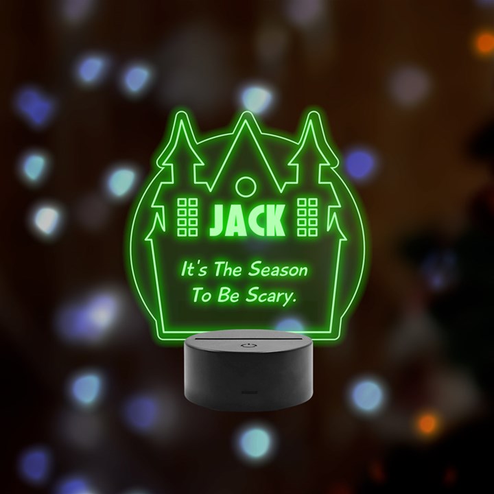halloween Remote LED Acrylic Message Display (Black Round Stand) 