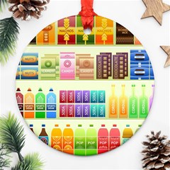 Supermarket Shelf Products Snacks Round Ornament (two Sides)