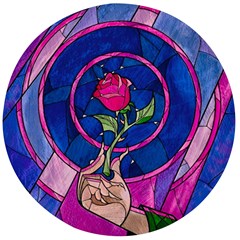 Enchanted Rose Stained Glass Wooden Bottle Opener (round)