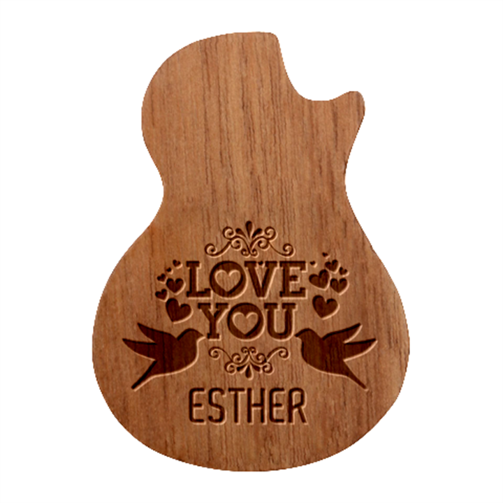 Personalized Love You Name Guitar Picks Set Guitar Shape Wood Guitar Pick Holder Case And Picks Set