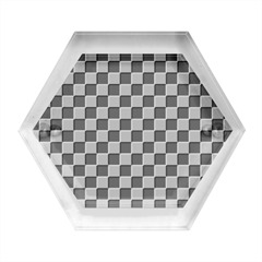 Pattern Checkered Squares Black White Pattern Hexagon Wood Jewelry Box