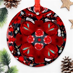 Mid Century Retro Floral 1970s 1960s Pattern 105 Round Ornament (two Sides)