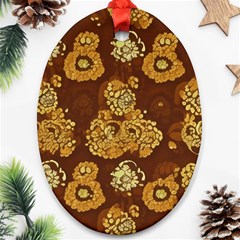 Mid Century Retro Floral 1970s 1960s Pattern 95 Ornament (oval)