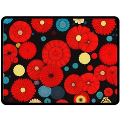 Mid Century Retro Floral 1970s 1960s Pattern 104 Fleece Blanket (large)