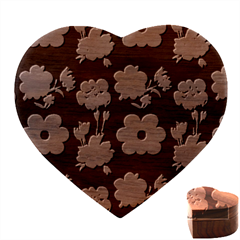 Retro 40s 50s Flowers Pattern Halloween 3 Heart Wood Jewelry Box