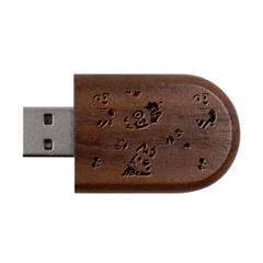 Bluey, Bluey Merch, Bluey Pattern, Bluey Bluey, Bingo, Bluey Design, Bluey Dog Wood Oval Usb Flash Drive