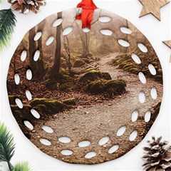 Path Trees Forest Fantasy Round Filigree Ornament (two Sides)